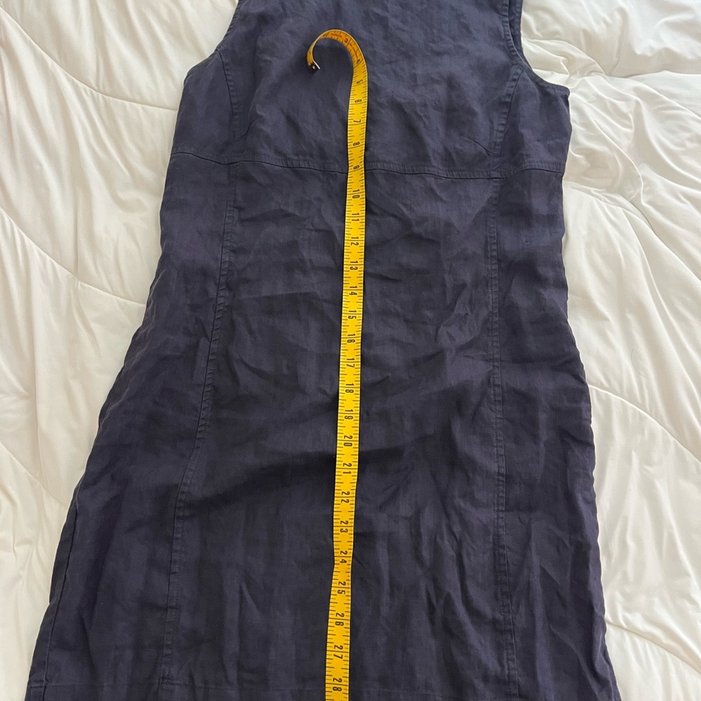 Old navy vintage dark blue linen sheath linen sleeveless mini dress women's - Picture 6 of 9
